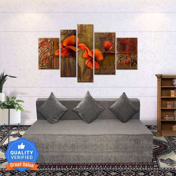 Seventh Heaven 4 Seater 6*6 Chenille Molfino Fabric Sofa Bed with 3 Cushions 4 Seater Double Foam Fold Out Sofa Cum Bed