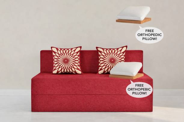 Friends Fit Life 4X6 Comfort for All for 2 Person with 2 Multi Flower Cushions 2 Seater Double Foam Fold Out Sofa Cum Bed