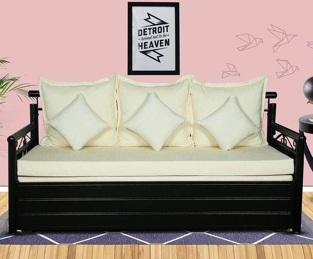 INDIAN FURNITURE MART 3 Seater Double Metal Pull Out Sofa Cum Bed