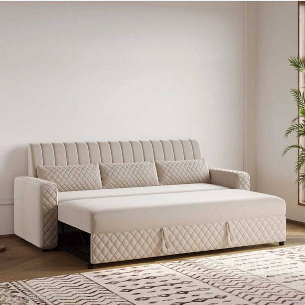 The Sofa Factory 3 Seater Double Solid Wood Pull Out Sofa Cum Bed