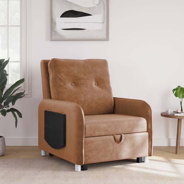 RECLINEX INDIA 1 Seater Single Solid Wood Pull Out Sofa Cum Bed