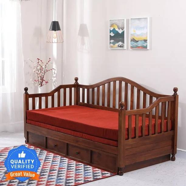 FURNISENCE 3 Seater Double Solid Wood Pull Out Sofa Cum Bed