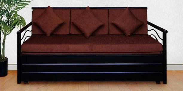Lakecity group Nancy Brown (6x5) 4 Seater Double Metal Pull Out Sofa Sectional Bed