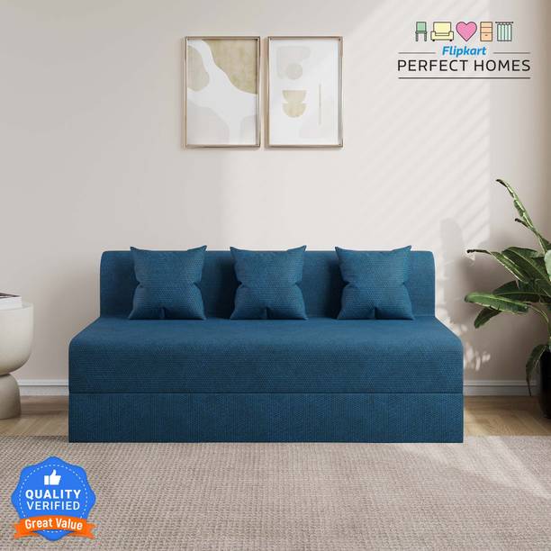 Flipkart Perfect Homes Sit2Sleep Comfort For All 5X6 Jute Fabric for 3 Person 3 Seater Double Foam Fold Out Sofa Cum Bed