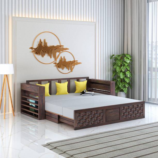 CARLTON LONDON 3 Seater Double Solid Wood Pull Out Sofa Cum Bed