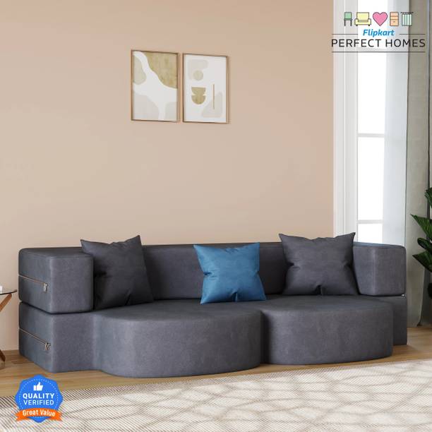Flipkart Perfect Homes Royale Modern Convertible Sleeper with Space-Saving 3 Cushions (4*6) 3 Seater Double Foam Pull Out Sofa Cum Bed