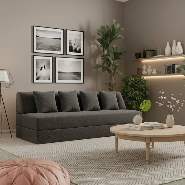 DozeIQ Premium Sofa Cum Bed 3-in-1 Foldable Sofa-Bed High-Density Foam Washable Cover 4 Seater Double Foam Pull Out Sofa Cum Bed