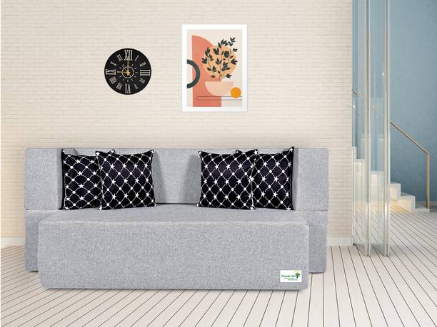 Friends Life Fashion Life-4 Seater 44 X 72X 15 Sofa Cum Bed Comfort for All with 4 Cushions 4 Seater Double Foam Fold Out Sofa Cum Bed
