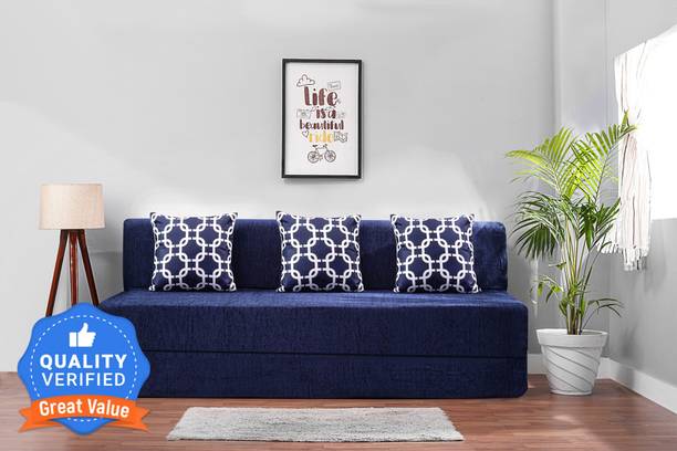 Solis Primus-comfort for all 6X6 size for 3 Person- Moshi Fabric Washable Cover 3 Seater Double Foam Fold Out Sofa Cum Bed