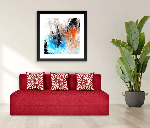 Friends Fit Life 5X6 Comfort for All Sofa Cum Bed for 3 Person with 3 Multi Flower Cushions 3 Seater Double Foam Fold Out Sofa Cum Bed