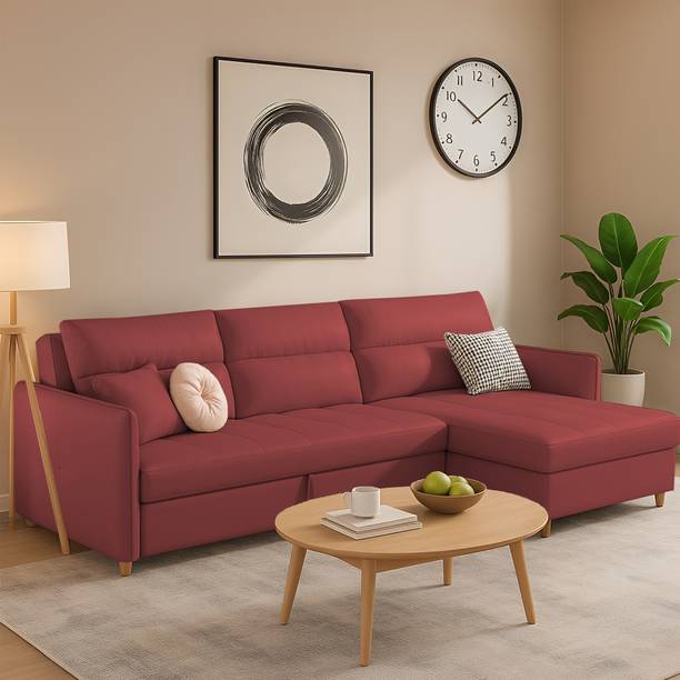 MintCasa Floster 4 Seater LHS Double Foam Pull Out Sofa Cum Bed - Pre-assembled 4 Seater Double Foam Pull Out Sofa Cum Bed