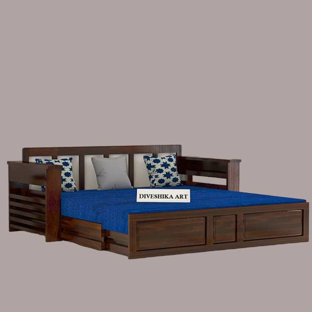 DIVESHIKA ART Sheesham Wood Three Seater Sofa Cum Bed With Box Style Design For Multipurpose | 3 Seater Double Solid Wood Pull Out Sofa Sectional Bed