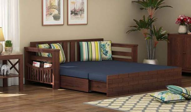 SIDHI VINAYAK FURNITURE 3 Seater Double Solid Wood Pull Out Sofa Cum Bed