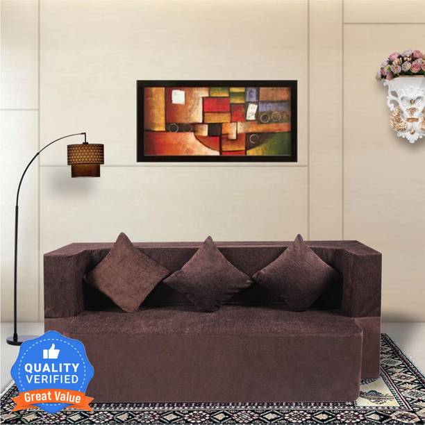 Seventh Heaven 3 Seater Chenille Molfino Fabric, 72x44x14 with 3 Cushion 3 Seater Double Foam Fold Out Sofa Cum Bed