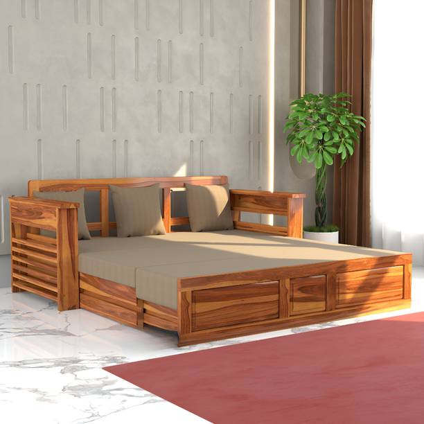 Klenta Home Decor Solid Sheesham Wood 3 Seater Sofa Bed For Living Room/Bedroom/Hall 3 Seater Double Solid Wood Pull Out Sofa Cum Bed