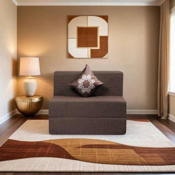 Comfort Mantra Comfort Mantra 6*2.5 Jute Fabric Washable Cover with 1 Cushion 1 Seater Double Foam Fold Out Sofa Cum Bed