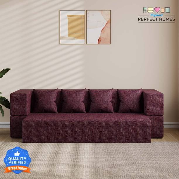 Flipkart Perfect Homes 4 Seater 44 X 72X 15 Sofa Cum Bed Comfort for All with 4 Cushions 4 Seater Double Foam Fold Out Sofa Cum Bed