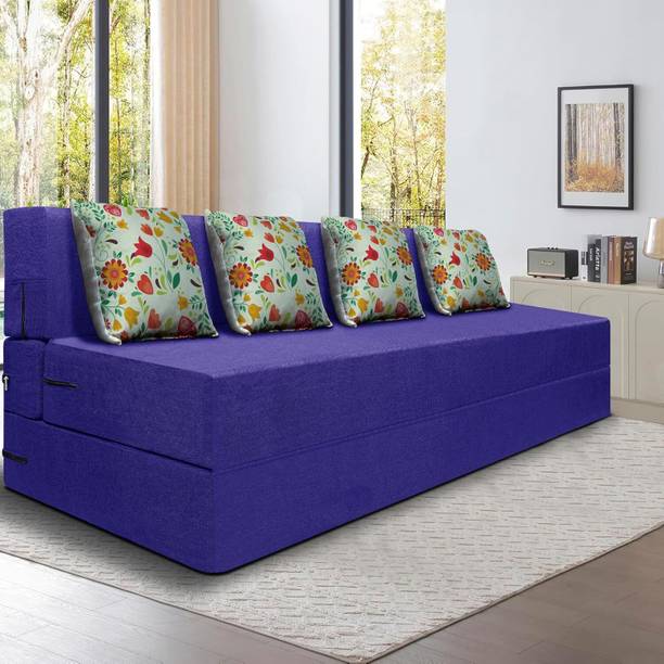 MARK decor 4 Seater Single Foam Fold Out Sofa Cum Bed