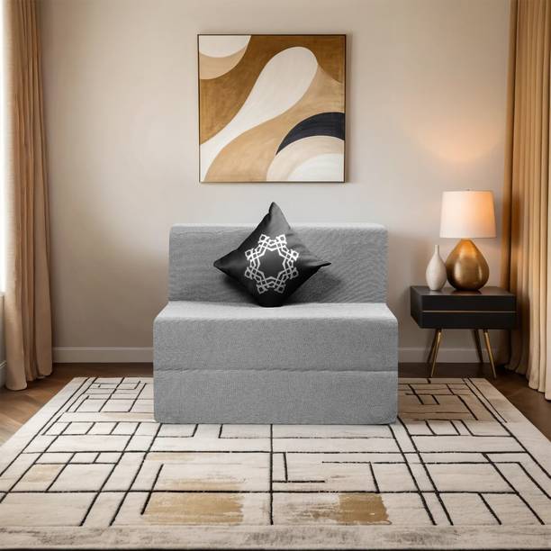 Comfort Mantra Comfort Mantra 6*2.5 Jute Fabric Washable Cover with 1 Cushion 1 Seater Double Foam Fold Out Sofa Cum Bed