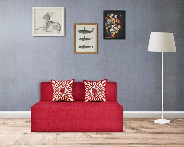 Friends Fit Life 4X6 Comfort for All for 2 Person with 2 Multi Flower Cushions 2 Seater Double Foam Fold Out Sofa Cum Bed