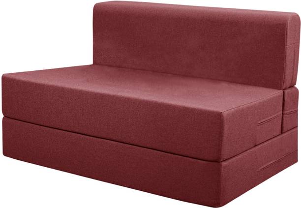 Dr Smith 1-Seater Sofa Cum Bed Jute Fabric- Washable Cover- Size 3' X 6'Red 8 inch Single EPE Foam Mattress