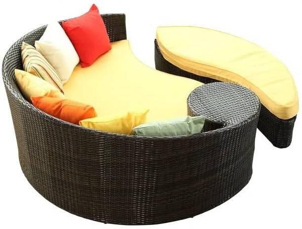 Mymigos Wicker daybed,daybed for Garden,Patio,Home 5 Seater Double Foam Pull Out Sofa Sectional Bed