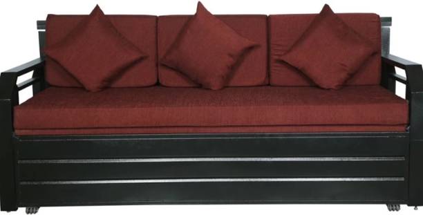 SoftSoul FURNITURE 3 Seater Double Metal Pull Out Sofa Cum Bed