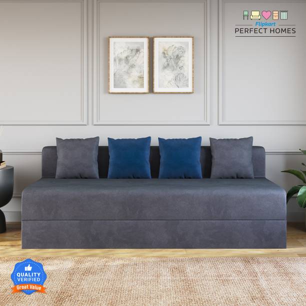 Flipkart Perfect Homes Elegant Fabric Sofa Cum Bed 4 Cushions (6*6) 4 Seater Double Foam Pull Out Sofa Cum Bed
