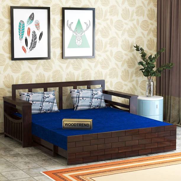 WOODTREND Wooden Sofa Cum Bed 3 Seater for Living Room & Bedroom 3 Seater Double Solid Wood Pull Out Sofa Cum Bed