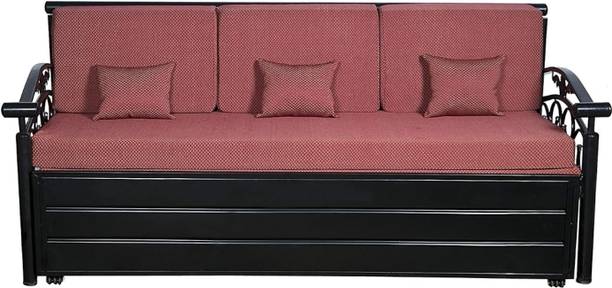 FAMOUS MART FURNITURE 3 Seater Double Metal Pull Out Sofa Cum Bed