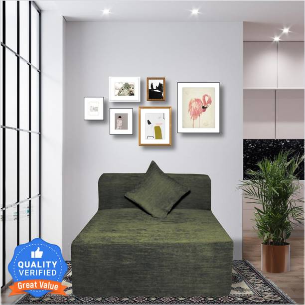 Seventh Heaven 1 Seater 6*3 Chenille Molfino Fabric Sofa Bed with 1 Cushion 1 Seater Single Foam Fold Out Sofa Cum Bed