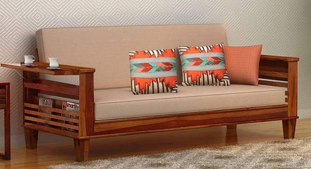 NMT Solid Sheesham Wood Three Seater Sofa Bed For Bed Room, Living Room. 3 Seater Single Foam Fold Out Sofa Cum Bed