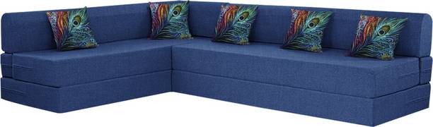 Flipkart Perfect Homes L Shape Three + Three 5 Seater Double Foam Fold Out Sofa Cum Bed
