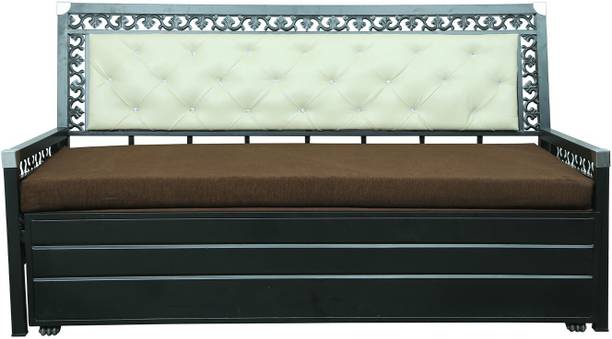 Vibrant Interior Romania Brown (6x4) 3 Seater Single Metal Pull Out Sofa Cum Bed