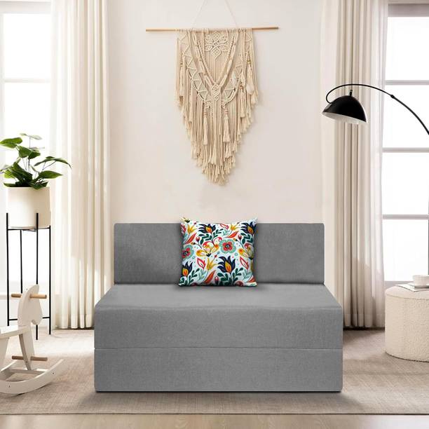 Little Smile 3X6 size for 1 Person- Moshi Fabric Washable Cover 1 Seater Single Foam Fold Out Sofa Cum Bed