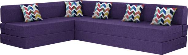 Flipkart Perfect Homes L Shape Three + Three 5 Seater Double Foam Fold Out Sofa Cum Bed