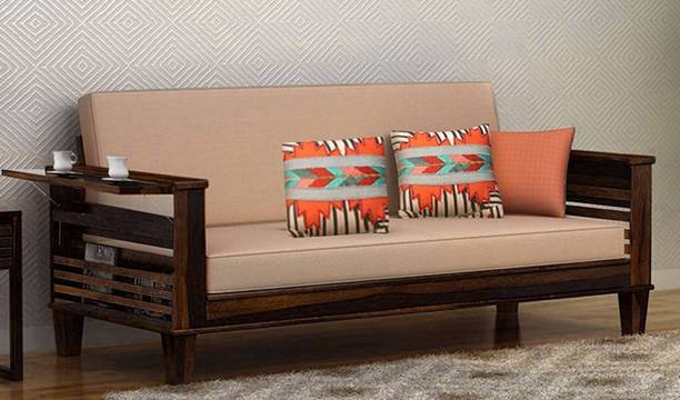 HDWOOD Solid Sheesham Wood 3 Seater Sofa Bed Fo Bed Room, Hotel, Living Room. 3 Seater Double Solid Wood Pull Out Sofa Sectional Bed