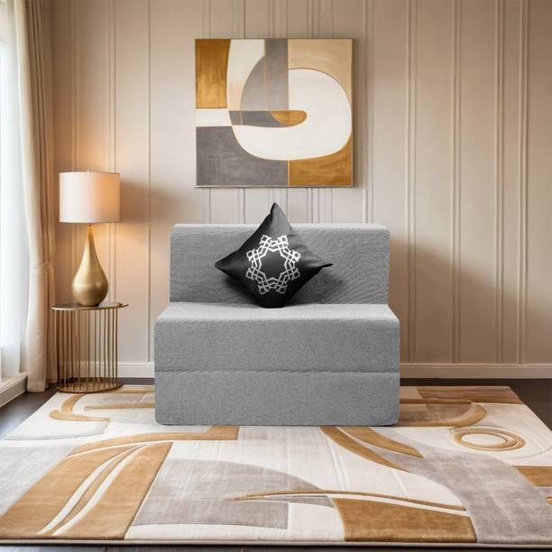 Comfort Mantra Comfort Mantra 6*3 Jute Fabric Washable Cover with 1 Cushion 1 Seater Double Foam Fold Out Sofa Cum Bed