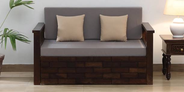 Woodsworth From Pepperfry Indus Sheesham Wood Pull Out Sofa Cum Bed With Drawer Storage 2 Seater Double Solid Wood Pull Out Sofa Cum Bed
