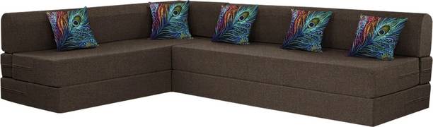 Flipkart Perfect Homes L Shape Three + Three 5 Seater Double Foam Fold Out Sofa Cum Bed