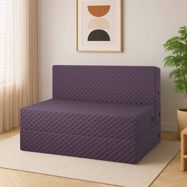 Flipkart Perfect Homes Foldex Velvet Quilted Fabric 72x36x8 | Low Floor, Washable | 1 Year Warranty 1 Seater Single Foam Fold Out Sofa Cum Bed