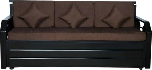 Vibrant Interior Kingston Brown(6x5) 3 Seater Double Metal Pull Out Sofa Cum Bed