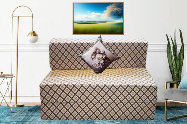 Little Smile 3X6 size for 1 Person- Moshi Fabric Washable Cover 1 Seater Single Foam Fold Out Sofa Cum Bed