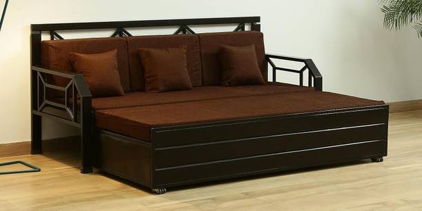 Zkazaa Furniture 3 Seater Double Metal Pull Out Sofa Cum Bed