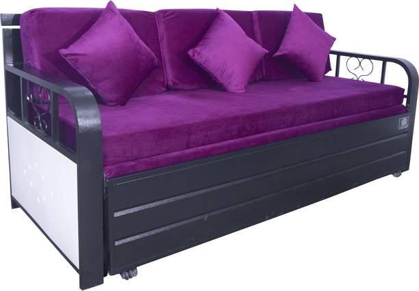 SoftSoul FURNITURE 3 Seater Single Metal Pull Out Sofa Cum Bed