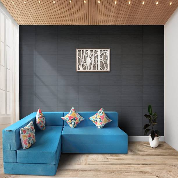 TIRTHANKARA L Shaped Sofa Cum Bed 4 Seater Double Foam Fold Out Sofa Cum Bed