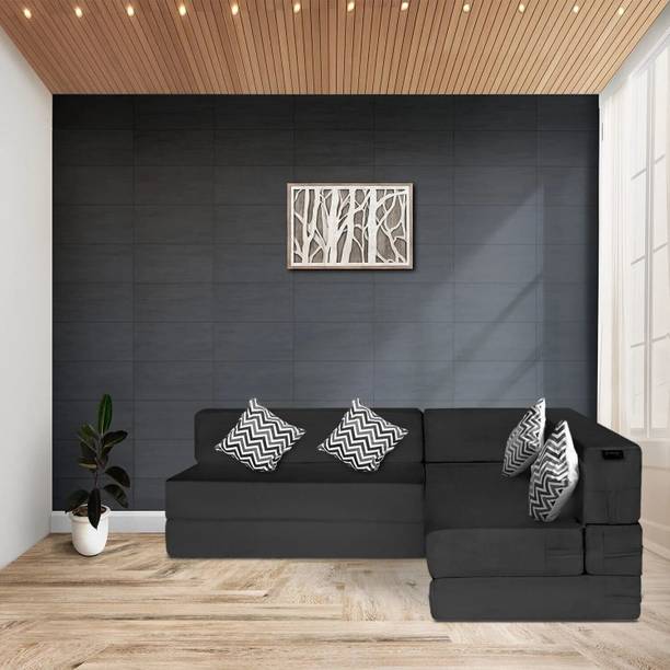 TAPODHANI L Shaped Sofa Cum Bed 4 Seater Double Foam Fold Out Sofa Cum Bed