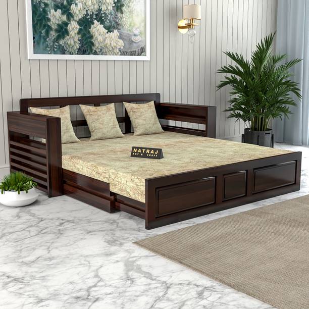 NATRAJ ART & CRAFT Sheesham Wooden 3 Seater Sofa Cums Bed for Living Room Bedroom Hotel 3 Seater Double Solid Wood Pull Out Sofa Cum Bed