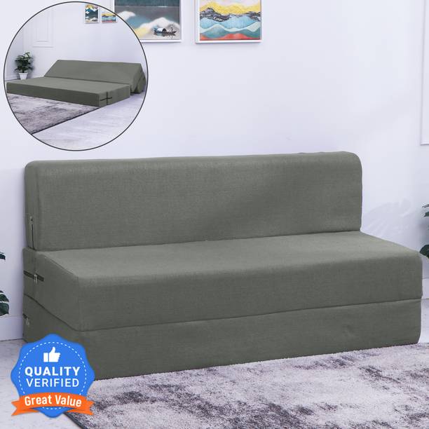 Flipkart Perfect Homes Exotica 72x72x8 inch|Low Floor, Washable Jute Fabric 3 Seater Double Foam Fold Out Sofa Cum Bed