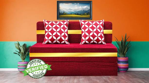 Little Smile 4X6 size for 2 Person- Moshi Fabric Washable Cover 2 Seater Double Foam Fold Out Sofa Cum Bed